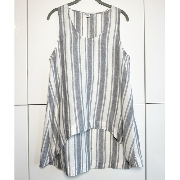 Saks Fifth Avenue Tops - Saks Fifth Avenue Linen Tank Top Medium High Low Hem Scandinavian Boho Granola